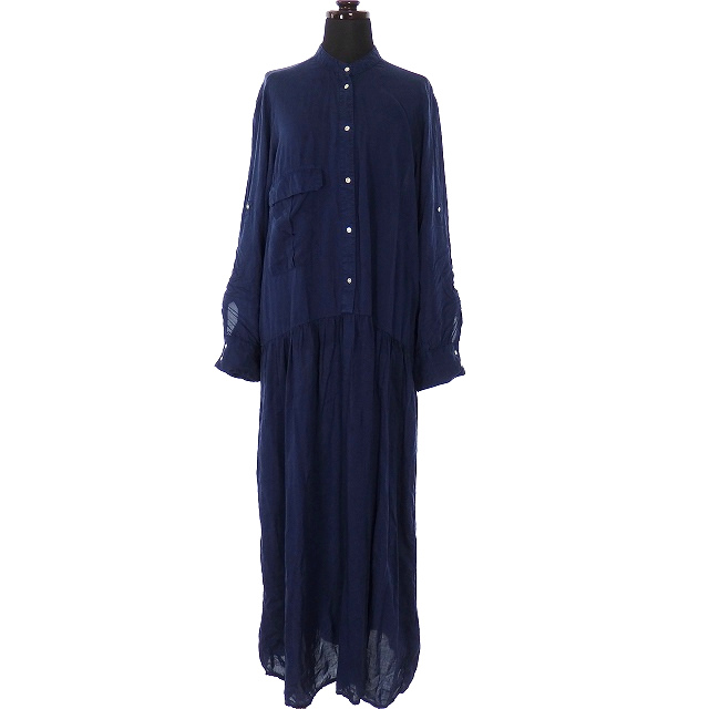 ザラ Zara ロング シャツワンピース チュニック 長袖 M ネイビー 紺 レディース 118 ベクトルパーク