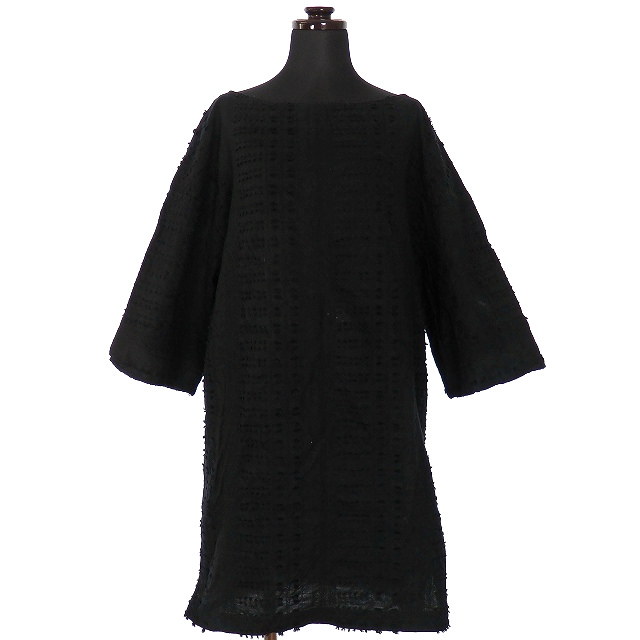 ロンハーマン Ron Herman コットンリネン プルオーバーワンピース チュニック 七分袖 Xs ブラック 黒 レディース 118 ベクトルパーク