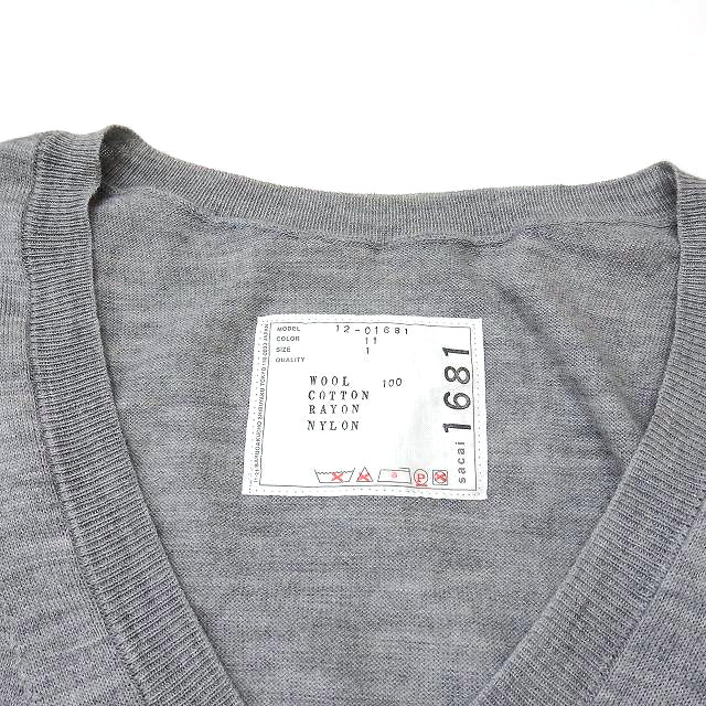 即日出荷 サカイ Sacai 裾レース ニットワンピース チュニック 長袖 1 グレー ホワイト 灰 白 12 レディース 春バーゲン 特別送料無料 Farmerscentre Com Ng