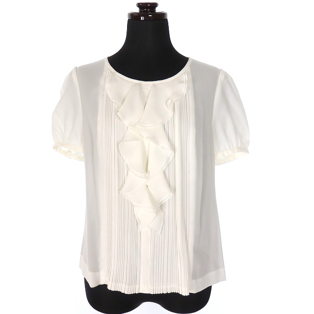 ハロッズ Harrods プリーツ シャツ ブラウス フリル 半袖 2 オフホワイト 白 日本製 レディース 118 ベクトルパーク ハロッズ Harrods プリーツ シャツ ブラウス フリル 半袖 2 オフホワイト 白 日本製 レディース 118 ベクトルパーク