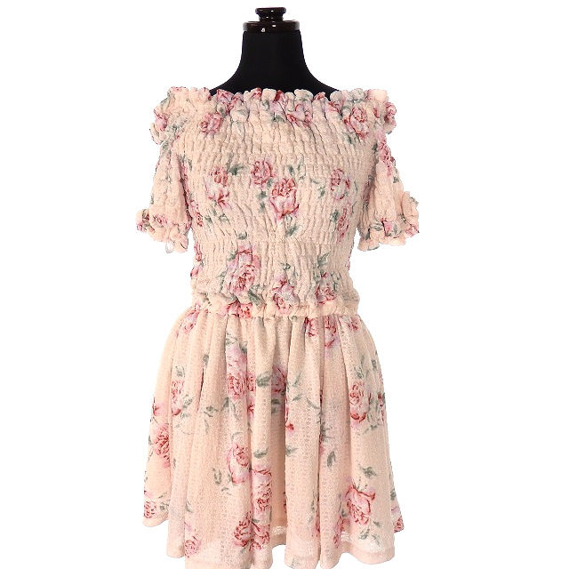 リズリサ Liz Lisa 花柄 オフショルダー ワンピース チュニック 半袖 0 ピンク レディース 118 ベクトルパーク