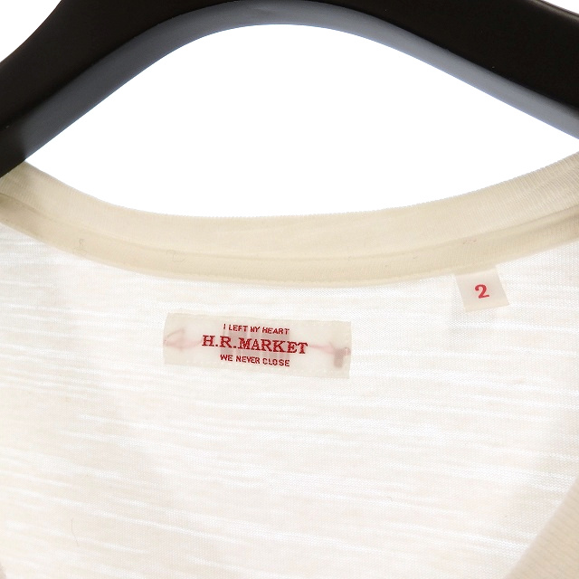 ハリウッドランチマーケット Hollywood Ranch Market ラクダ刺繍 Vネック Tシャツ カットソー 七分袖 2 M ホワイト 白 日本製 メンズ 118 ベクトルパーク