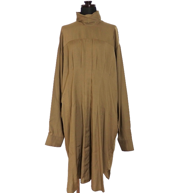ドリスヴァンノッテン DRIES VAN NOTEN ハイネック シャツワンピース ドレス 長袖 M ベージュ 茶 ハンガリー製 レディース