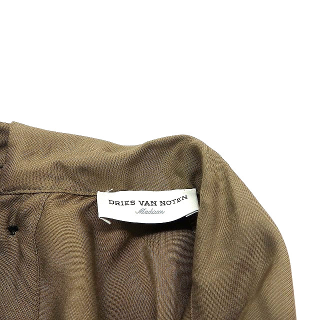 ドリスヴァンノッテン DRIES VAN NOTEN ハイネック シャツワンピース ドレス 長袖 M ベージュ 茶 ハンガリー製 レディース