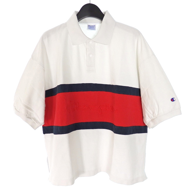 チャンピオン Champion ビームス別注 ビッグシルエット ポロシャツ カットソー 鹿の子 半袖 M ホワイト 白 Cwsp331 レディース 118 ベクトルパーク