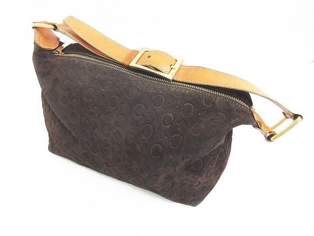 セリーヌ CELINE MC00/2 ハンド バッグ スエード Cマカダム ダーク 