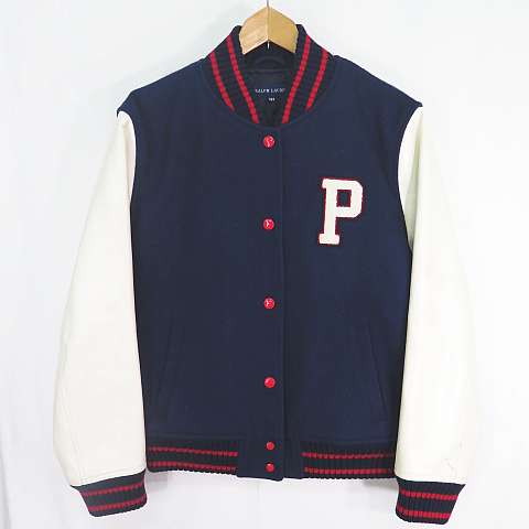 ラルフローレン RALPH LAUREN スタジャン 袖レザー ウール 160  