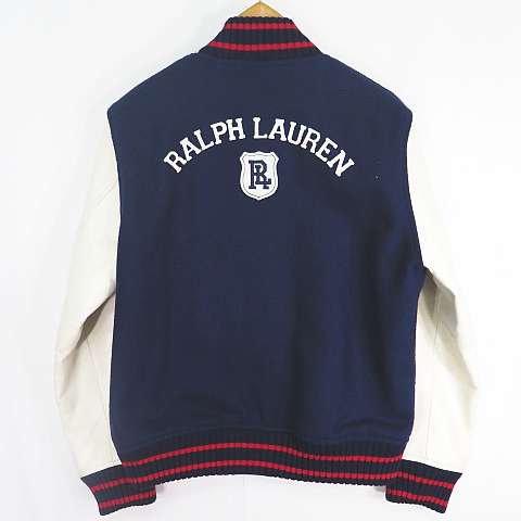【美品】POLO RALPHLAUREN スタジャン ネイビー/ホワイト 中古・古着通販】POLO RALPH LAUREN (ポロ・ラルフローレン