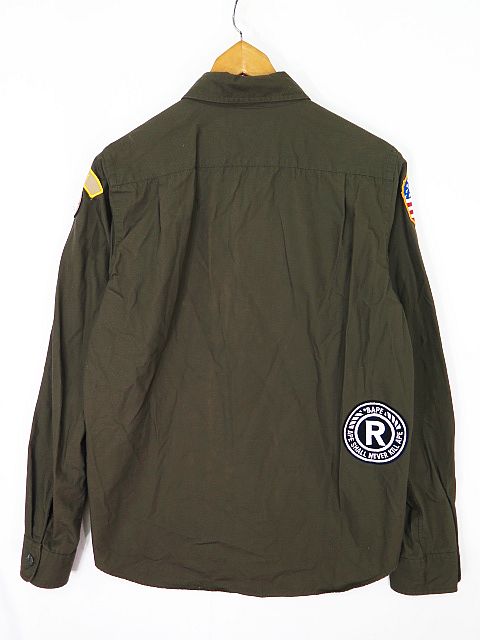 アベイシングエイプ A BATHING APE ミリタリーシャツ 長袖 ワッペン S 