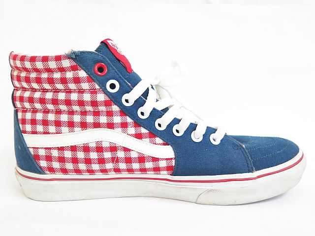 Vans 赤 ハイカット スニーカー チェック柄 VANSギンガムチェック 赤 ハイカット スニーカー バンズ - メルカリ