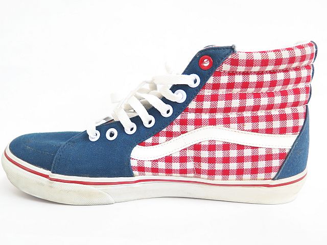 Vans 赤 ハイカット スニーカー チェック柄 VANSギンガムチェック 赤 ハイカット スニーカー バンズ - メルカリ