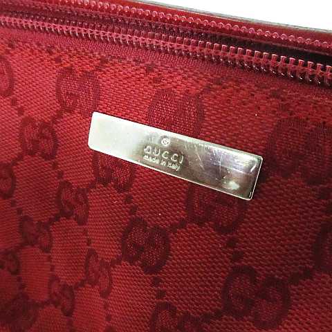 グッチ GUCCI アクセサリーポーチ GG柄 キャンバス レザー レッド 039 