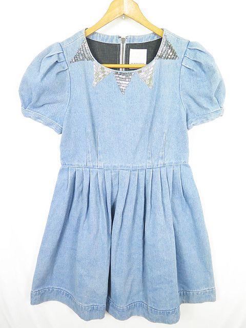 ハニーミーハニー Honey Mi Honey デニムワンピース パフスリーブ ミニ ビーズ F ブルー Sa7678 レディース 119 ベクトルパーク ハニーミーハニー Honey Mi Honey デニムワンピース パフスリーブ ミニ ビーズ F ブルー Sa7678 レディース 119 ベクトルパーク