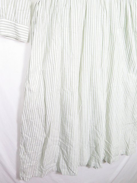 ロンハーマン Ron Herman マキシ丈 シャツワンピース 長袖 コットン Xs ストライプ イエローグリーン オフホワイト 1071 2sa0513 レディース 119 ベクトルパーク