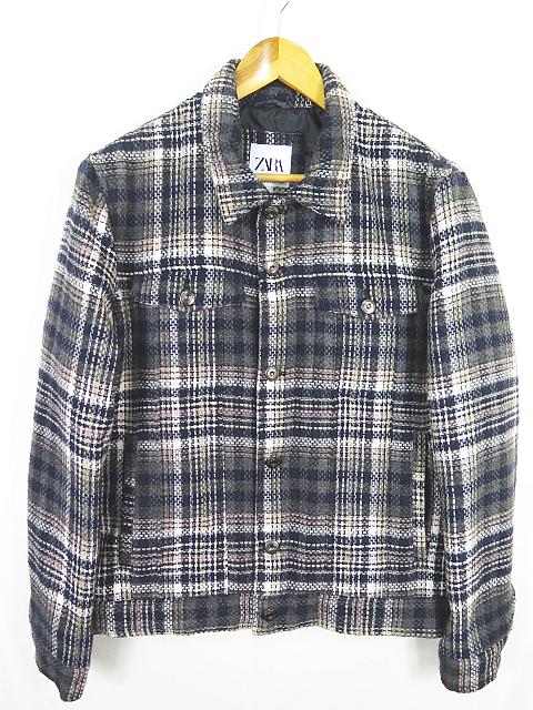 ザラ Zara ツイード風 ジャケット 中綿 ボンバージャケット M チェック 2sa0862 メンズ 119 ベクトルパーク