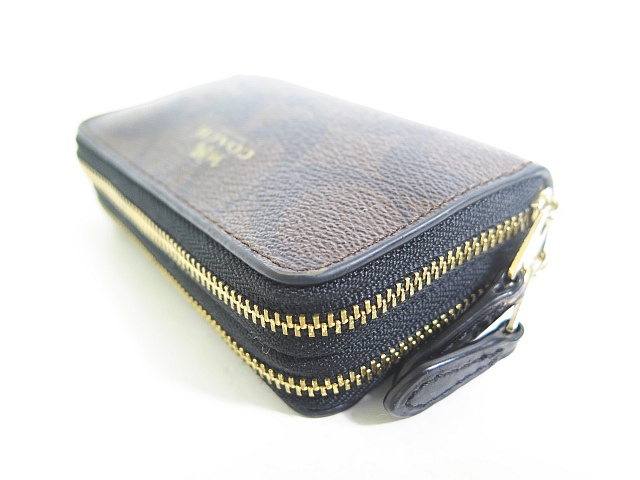 COACH コース　コインケース　小銭入れ財布　ダークストーン　パスケース コーチ COACH F63975 コインケース ダブル ジップ コインパース