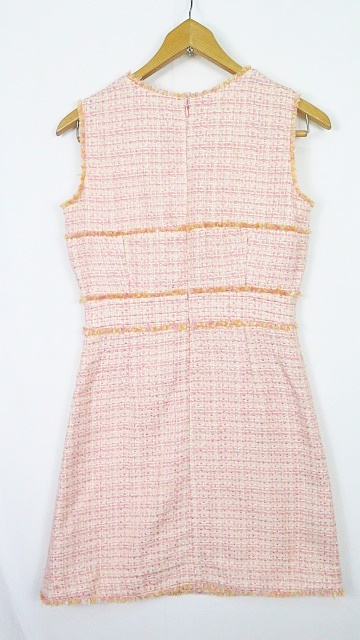 ミシェルマカロン Michell Macaron ワンピース ノースリーブ ツイード 切りっぱなし S オレンジ Rb0270 レディース 119 ベクトルパーク