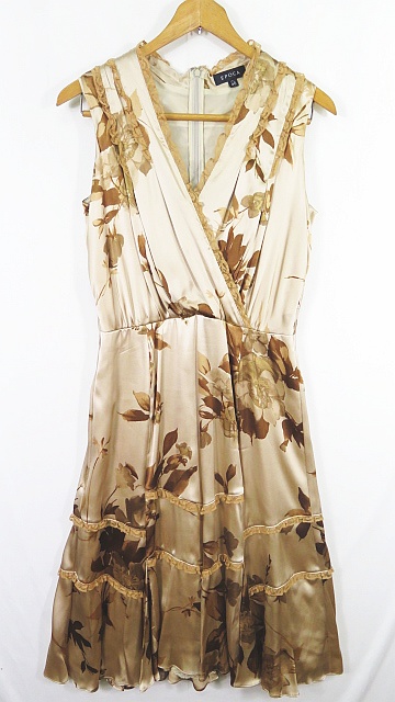 エポカ Epoca ドレス カシュクールワンピース ノースリーブ シルク レース ストレッチ 40 総柄 ベージュ 2sa1197 レディース 119 ベクトルパーク