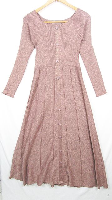 アルシーヴ Archives ロングワンピース リブ ラメ混 長袖 コットン レーヨン スモーキーピンク F So0923 レディース 119 ベクトルパーク