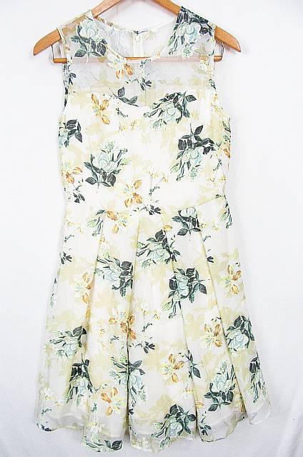 未使用品 ニーナミュウ Nina Mew ノースリーブワンピース 膝丈 花柄 イエロー S So1243 レディース 119 ベクトルパーク