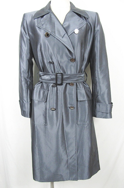 アンクライン Anne Klein Suit トレンチコート 膝下丈 ベルト付き スリット 光沢ダークグレー 無地 Kz0340 レディース 119 ベクトルパーク