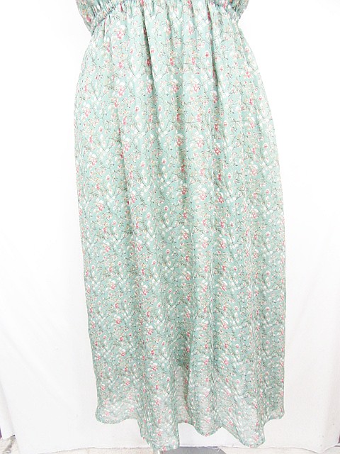 未使用品 マジェスティックレゴン Majestic Legon 2way ワンピース 膝下丈 オフショルダー ノースリーブ S グリーン 花柄 Kz0448 レディース 119 ベクトルパーク