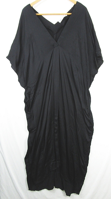 ザラ Zara ワンピース マキシ丈 Vネック フレンチスリーブ レーヨン L ブラック Kz1275 4437 271 レディース 119 ベクトルパーク