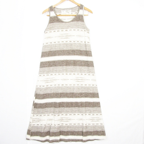 ゴア Goa ワンピース ロング丈 ノースリーブ コットン 総柄 F ブラウン オフホワイト Af0413 レディース 119 ベクトルパーク