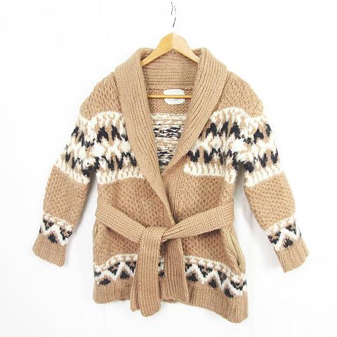 アングリッド UNGRID カウチンニット 長袖 羊毛 ガウン 前開き ベルト  