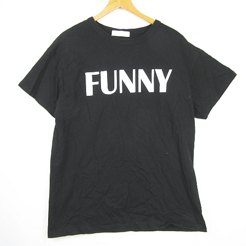 セシルマクビー CECIL McBEE Tシャツ 半袖 綿 M ブラック ロゴ kz8277 
