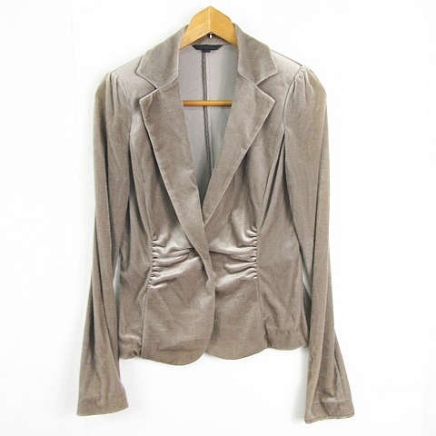 【美品】アナイ-ANAYI-ベロアジャケット アナイ ANAYI ベロア テーラード ジャケット トリアセテート 38 ライト