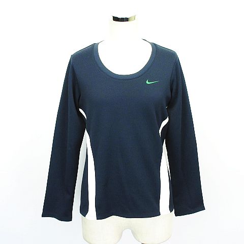 ナイキ NIKE Tシャツ カットソー 長袖 丸首 ロゴ M ネイビー スポーツ 