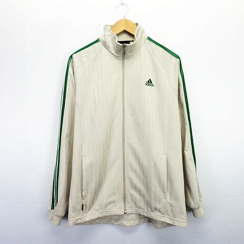 アディダス adidas セットアップ 上下 ジャージ ジャケット 長袖 ベージュ ストライプ ジャージ セット