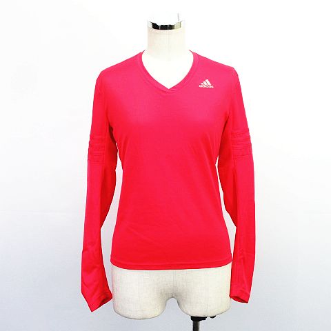 アディダス Adidas Tシャツ カットソー 長袖 Vネック ランニング ロゴ M レッド スポーツウエア Ekm レディース 1 ベクトルパーク