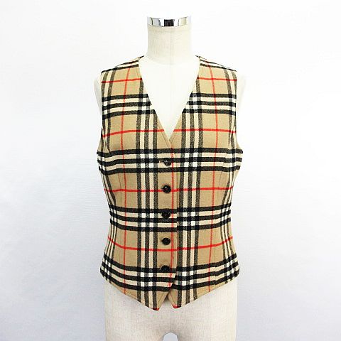 バーバリーズ Burberrys ベスト ジレ ノバチェック ウール L ベージュ  