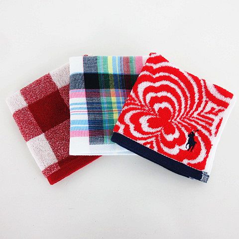 未使用品 ラルフローレン Ralph Lauren ハンカチ ハンドタオル まとめ 3点セット 小物 レッド マルチカラー Km レディース 1 ベクトルパーク