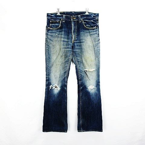 リー Lee デニム ジーンズ ボトムス ブーツカット ユーズド加工 クラッシュ 34 インディゴ Ekm メンズ 1 ベクトルパーク