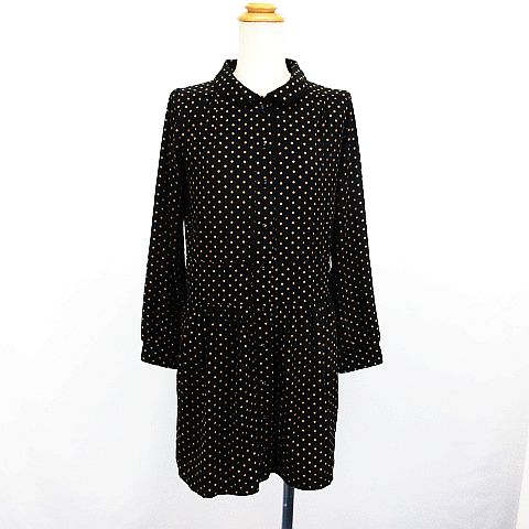 アパートバイローリーズ Apart By Lowrys シャツワンピース チュニック 長袖 ミニ丈 ドット M ブラック ブラウン Ekm レディース 1 ベクトルパーク