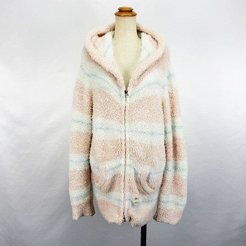 ジェラートピケ Gelato Pique パーカー ジャケット 長袖 ジップアップ ボーダー モコモコ ロゴ ルームウェア ストレッチ F ピンク ホワイト ブルー Ekm レディース 1 ベクトルパーク