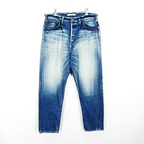 ジョンブル Johnbull デニム ジーンズ ボトムス テーパード ボタンフライ ユーズド加工 セルビッチ M インディゴブルー Ekm メンズ 1 ベクトルパーク