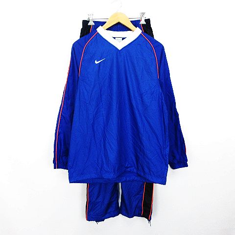 ナイキ Nike セットアップ 上下 ピステ ウィンドブレーカー 長袖 Vネック パンツ ロング丈 シャドーストライプ ロゴ ナイロン M ブルー スポーツウェア Ekm メンズ 1 ベクトルパーク
