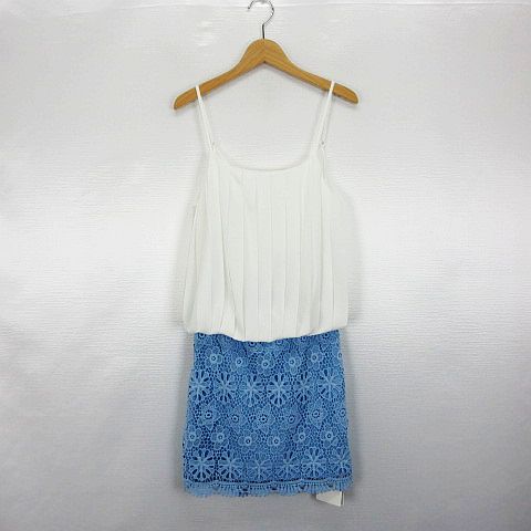 未使用品 リップサービス Lip Service ワンピース チュニック キャミワンピ ミニ丈 ドッキング シフォン レース 02 ホワイト サックス Ekm レディース 1 ベクトルパーク