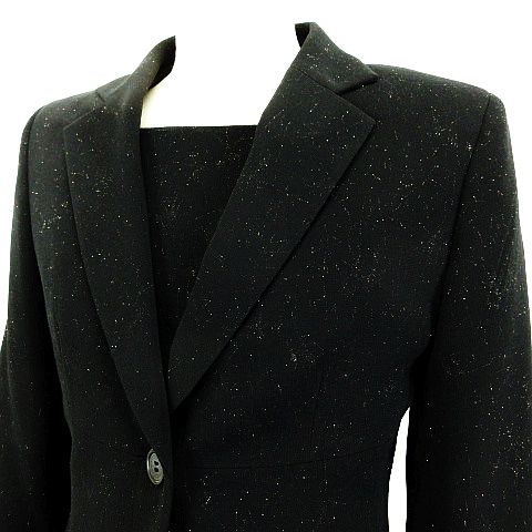アンタイトル Untitled セットアップ ワンピーススーツ ジャケット 長袖 テーラード シングル ワンピース ノースリーブ ロング丈 ラメ ストレッチ 9 ブラック Ekm レディース 1 ベクトルパーク