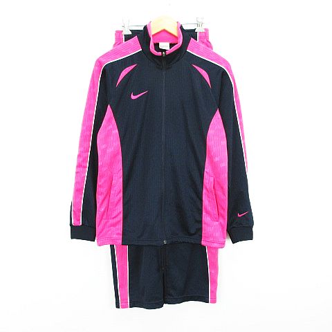 ナイキ Nike セットアップ 上下 ジャージ ジャケット 長袖 ジップアップ パンツ ロング丈 地模様 ロゴ 切替 S ネイビー ピンク スポーツウェア Ekm メンズ 1 ベクトルパーク