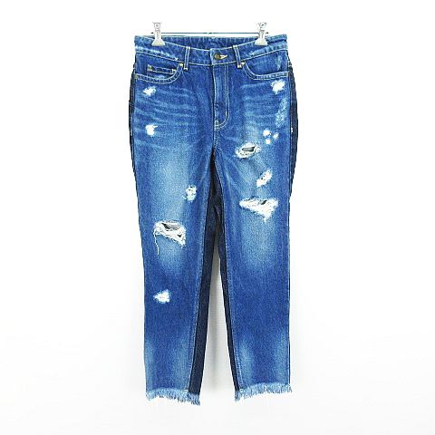 未使用品 ココディール Coco Deal デニム ジーンズ ボトムス テーパード ダメージ加工 フリンジ 2 インディゴ Ekm レディース 1 ベクトルパーク