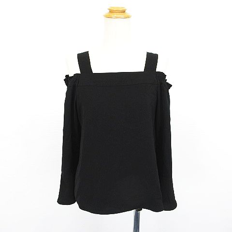 未使用品 イーハイフンワールドギャラリー E Hyphen World Gallery Peace ブラウス シャツ 長袖 オフショルダー ダブルクロス F ブラック Ekm レディース 1 ベクトルパーク