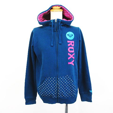 ロキシー Roxy パーカー ジャケット 長袖 ジップアップ ロゴ 裏起毛 M ブルー Ekm レディース 1 ベクトルパーク