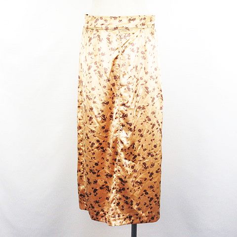 ザラ Zara スカート ボトムス マキシ丈 ロング丈 タイト 花柄 光沢 ストレッチ Eur L Usa L オレンジ Ekm レディース 1 ベクトルパーク