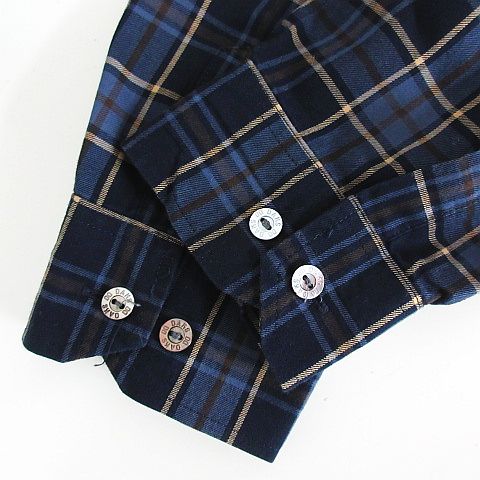 ダックス DAKS シャツ 長袖 チェック 胸ポケット コットン L ネイビー ※EKM メンズ
