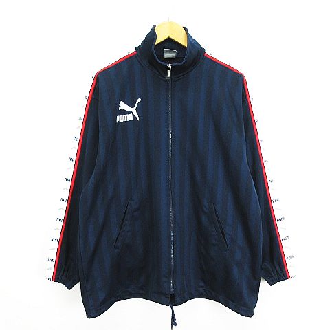 PUMA フード付きストライプジャケット XL Puma ストライプ ジップアップジャケット